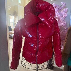 Alice + Olivia Shiny Red Puffer Bomber Jacket😍😍😍😍😍😍😍😍😍